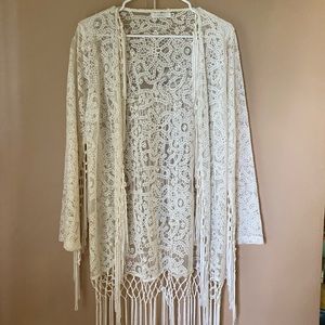 LF WHITE MILAU KIMONO FRINGE